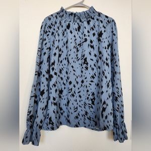Shein long sleeve, high neck, blue animal print, XL